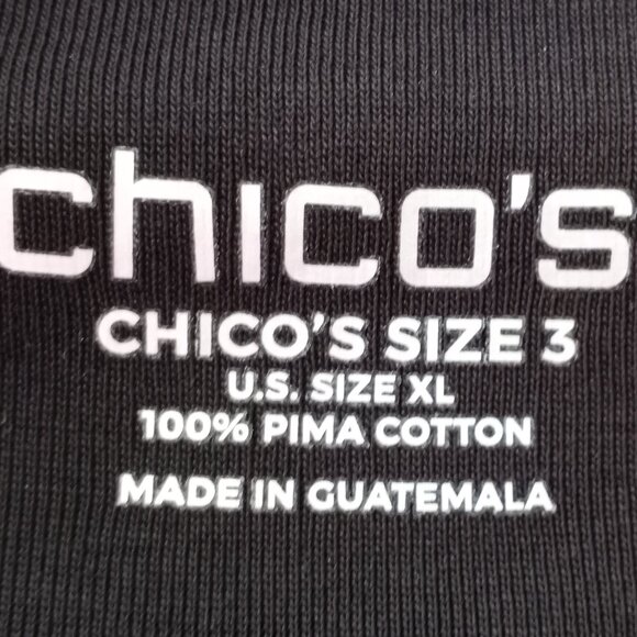 'CHICO'S' Solid Black Long Sleeve Tee Size 3 NWOT - Picture 5 of 8